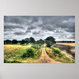 Felder England Landscape HDR. Foto Print Poster