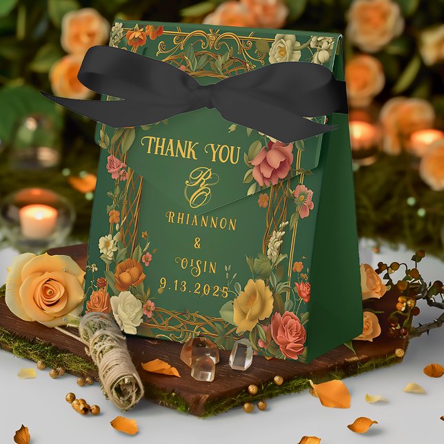 Felder für die Gastgeschenk Hochzeit verzauberter  Geschenkschachtel (Enchanting Green Autumn Florals Druid Hills Favor Boxes )