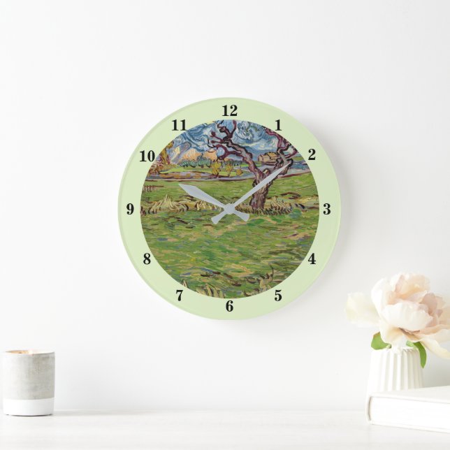 Felder in der Nähe der Alpilles Vincent van Gogh Große Wanduhr (Zuhause)