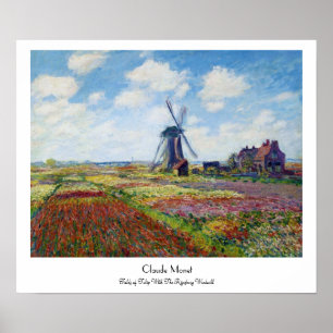 Felder von Tulip mit dem Windmühle Monet Rijnsburg Poster