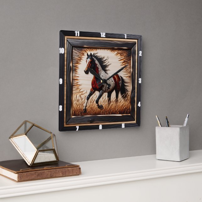 Feldfarbe: Rustikales Holz nach Maß Quadratische Wanduhr (Büro)