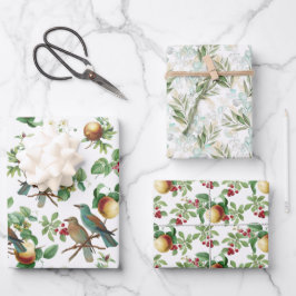 Feldfrüchte, Beeren, Vögel und Blätter