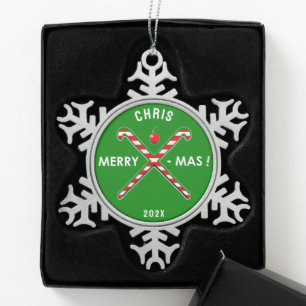 Feldhockey-Feiertagsgeschenk Schneeflocken Zinn-Ornament