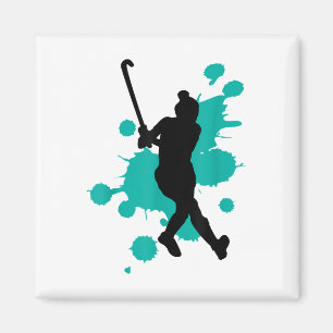 Feldhockey-Hockeyspieler Farb-Splash-Design  Magnet