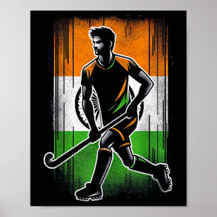 Feldhockey Indien Männer Indische Flagge Feldhocke Poster