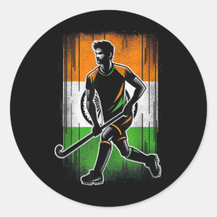 Feldhockey Indien Männer Indische Flagge Feldhocke Runder Aufkleber