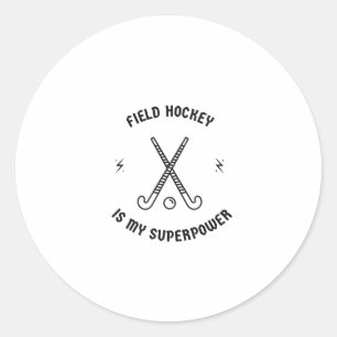 Feldhockey ist meine Supermacht Runder Aufkleber