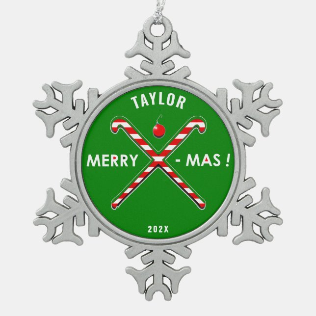 Feldhockey-Kollektiv Schneeflocken Zinn-Ornament (Vorderseite)