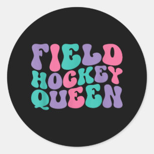 Feldhockey-Königin Damen Retro Vintage Groovy Well Runder Aufkleber