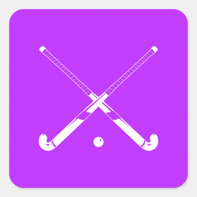Feldhockey-Silhouette-Sticker Lila Quadratischer Aufkleber (Vorderseite)