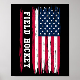 Feldhockey USA Amerikanische Flagge Hockeyspieler  Poster