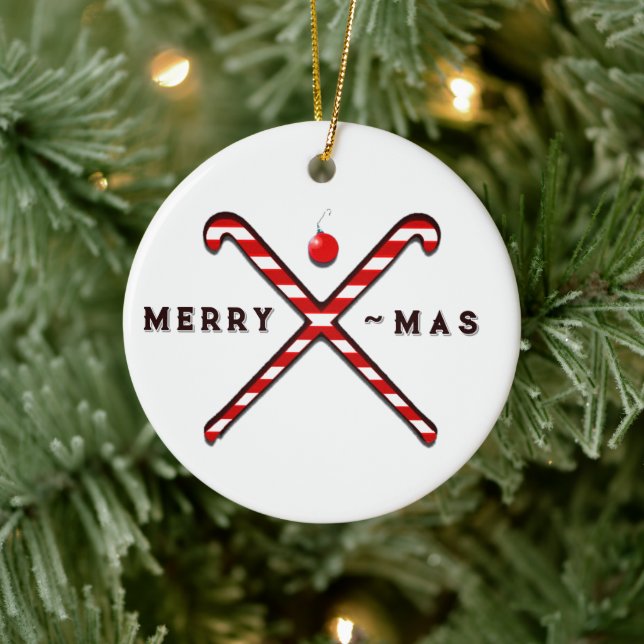 Feldhockey-Weihnachtsgeschenk Keramikornament (Baum)