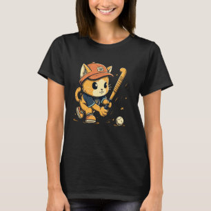 Feldhockeyspieler Katze auf Feldhockey T-Shirt