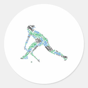 Feldhockeyspieler Wort Silhouette Hockey-Mannschaf Runder Aufkleber