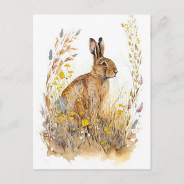 Feldhütte unter farbenfrohen Blume und Gräsern Postkarte