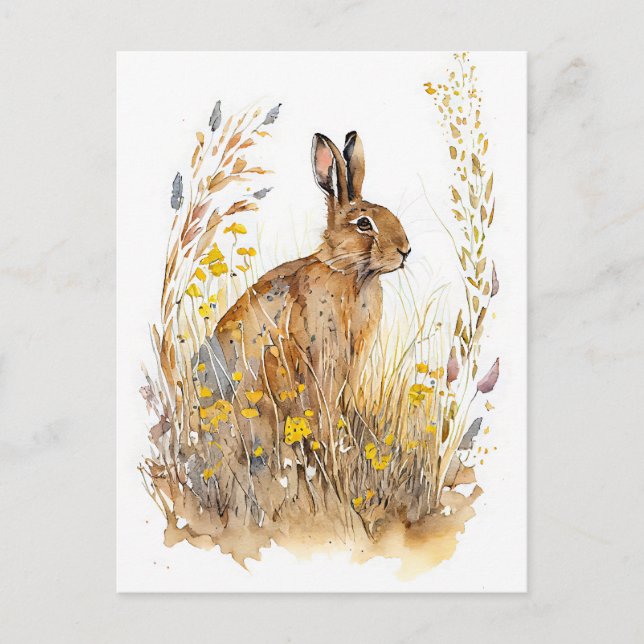 Feldhütte unter farbenfrohen Blume und Gräsern Postkarte (Vorderseite)