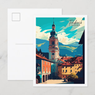 Feldkirch Austria Vintage Illustration Postkarte
