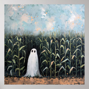 Feldmalerei mit Whimsical Ghost-Mais Poster