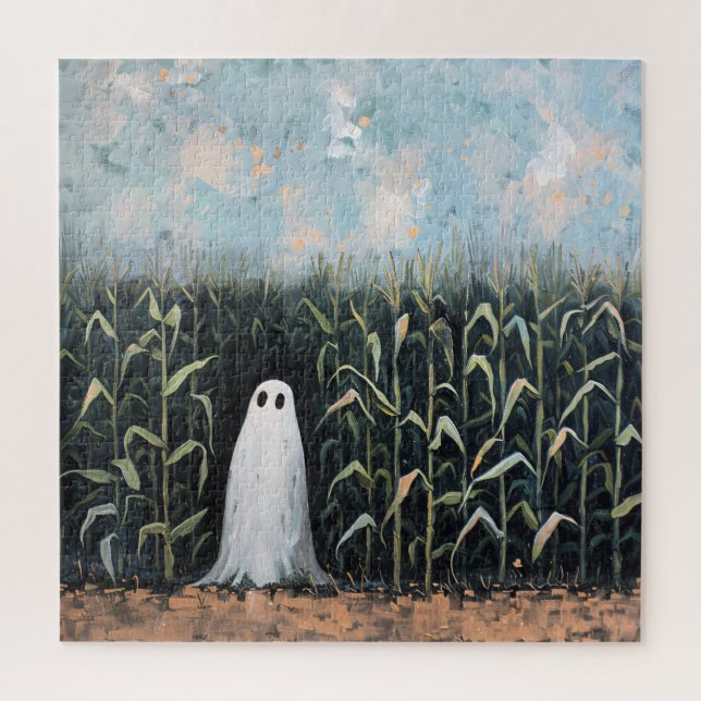 Feldmalerei mit Whimsical Ghost-Mais Puzzle (Vertikal)