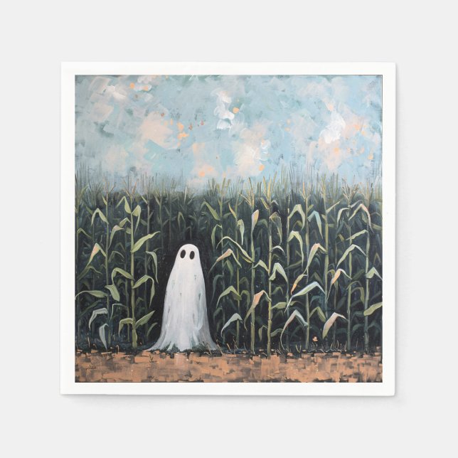 Feldmalerei mit Whimsical Ghost-Mais Serviette (Vorderseite)