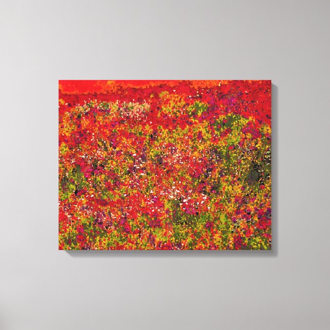 Feldmalerei mit wild lebender Blume - überzogene L Leinwanddruck (Vorderseite)