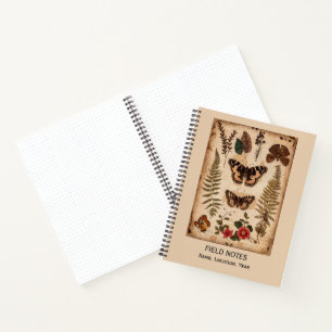 Feldnotizen Natur Journal Schmetterling Vintage Notizbuch