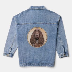 Feldspanelmalerei - Niedliche Original-Hundekunst Jeansjacke