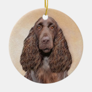 Feldspanelmalerei - Niedliche Original-Hundekunst Keramik Ornament