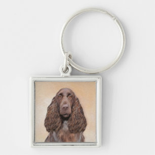 Feldspanelmalerei - Niedliche Original-Hundekunst Schlüsselanhänger