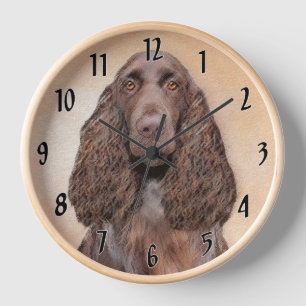 Feldspanelmalerei - Niedliche Original-Hundekunst Uhr