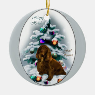 Feldspaniel-Weihnachtsgeschenk-Verzierung Keramikornament