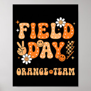 Feldtag orange Team groovy Lächeln Gesicht kariert Poster