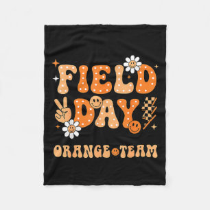 Feldtag orange Team groovy Smiley Gesicht kariert Fleecedecke