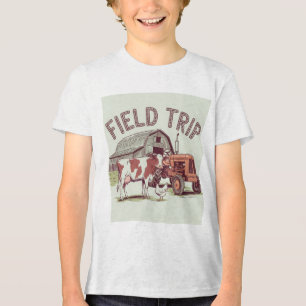 Feldzuchtbetrieb   Vintage Kuh, Traktor und Stall Tri-Blend Shirt