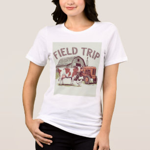 Feldzuchtbetrieb Vintage Kuh, Traktor und Stall Tri-Blend Shirt