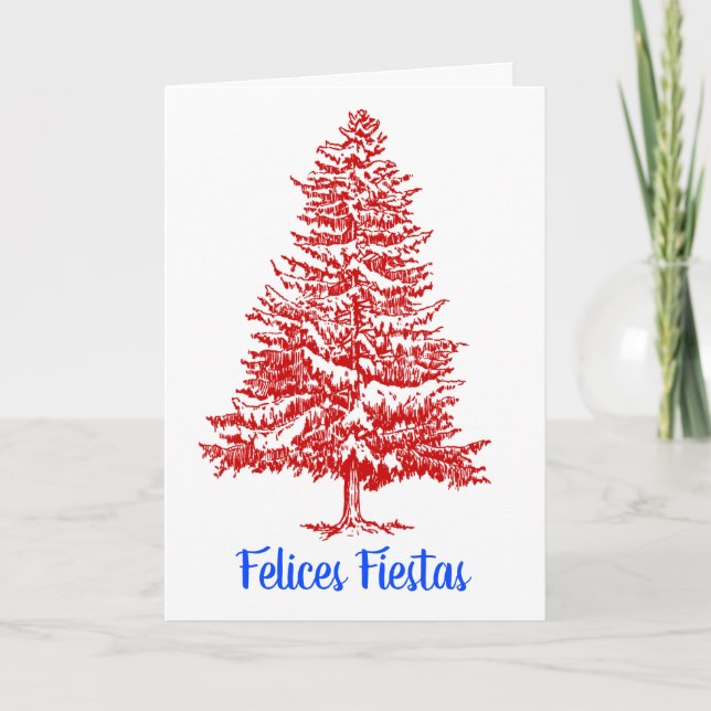 Felices Fiestas Spanischer Weißer Weihnachtsbaum Feiertagskarte (Vorderseite)