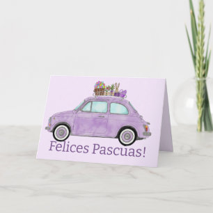 Felices Pascuas Spanischer OsterRetro Fiat 500 Feiertagskarte