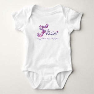 Felicia Girls Name & Bedeutung F monogram art Baby Strampler