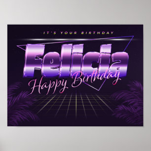 Felicia Name Vorname lila retro Poster geburtstag