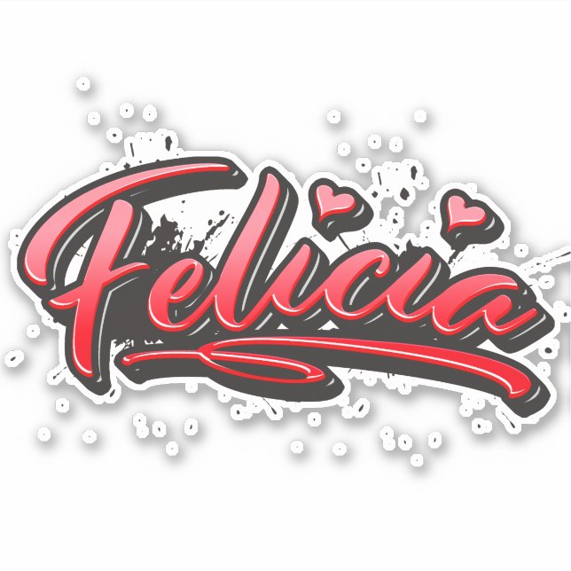 Felicia red Heart Graffiti Aufkleber Sticker (Vorderseite)