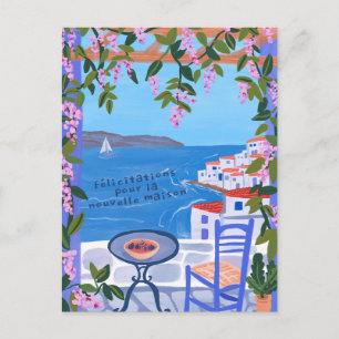 Felicitations pour Nouvelle Maison Sea Views Art Postkarte