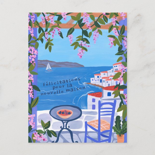 Felicitations pour Nouvelle Maison Sea Views Art Postkarte (Vorderseite)