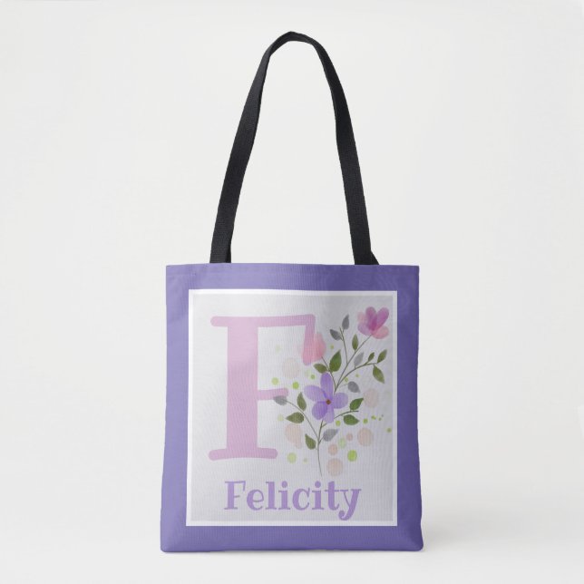 Felicity erste Initial Plus Name mit Blume (Vorderseite)