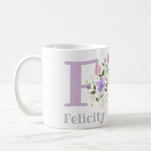 Felicity erste Initial Plus Name mit Blume Kaffeetasse
