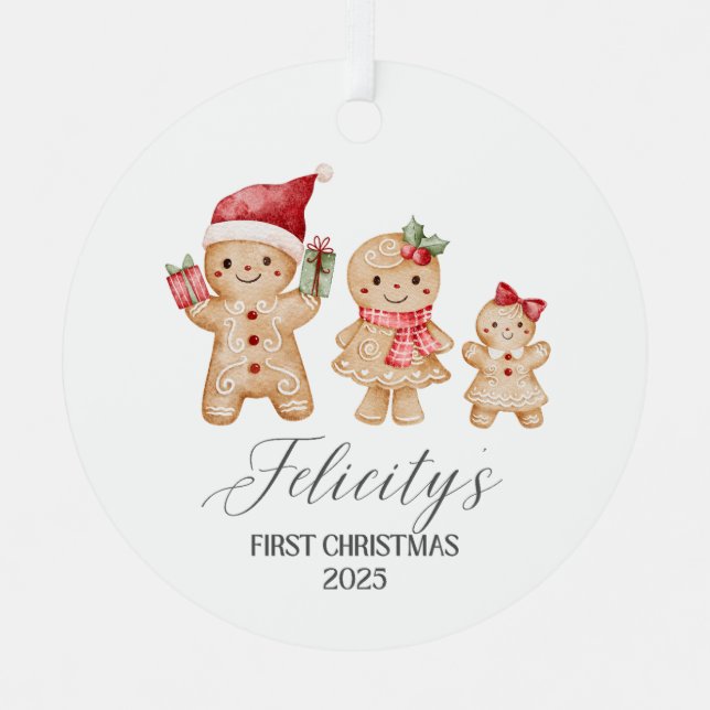 Felicity Personalized Baby's First Christmas Ornament Aus Metall (Vorderseite)