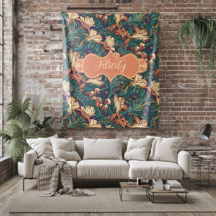 Felicity Vintage Pfirsich Floral Art Nouveau Fleecedecke