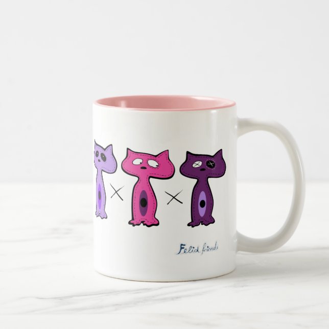 Felid Freunde Zweifarbige Tasse (Rechts)