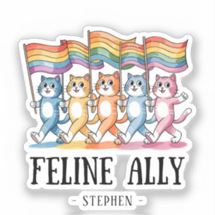 Feline Ally - Rainbow Cat LGBTQ Pride Aufkleber