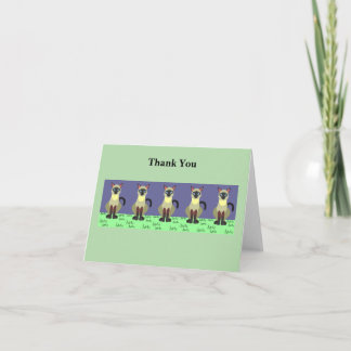 Feline Art Thank You Card – Siamese Cats on Grass Dankeskarte