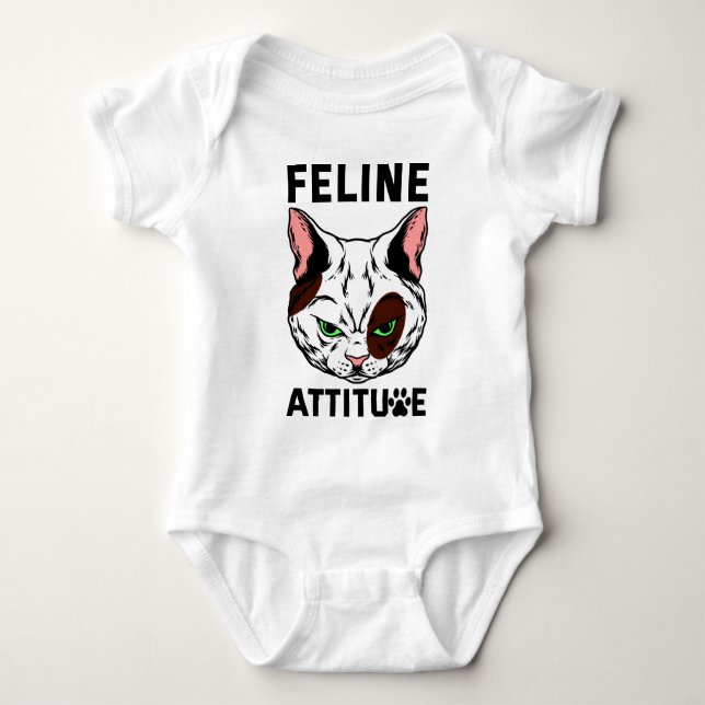 Feline Attitude Cat Mood Pet Character Baby Strampler (Vorderseite)